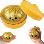 Lėtai kylantis blizgantis koldūnas Squishy žaislas streso mal&scaron;inimui 10 cm 1 pakuotė Sensorinis antistresinis žaislas su garų dėžute Auksinis