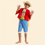 Vaikų vieno gabalo kostiumas Cosplay, Luffy / Chopper / Zoro Helovino aprangos rinkinys berniukams Anime vaidmenų žaidimo vakarėlio persirengimas M red