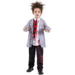 Zombių studento Helovino kostiumas su permatomomis detalėmis vaikams Boy,L(10-12Y) gray