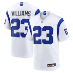 Los Angeles Rams 2026 trečiosios uniformos auksinis futbolo mar&scaron;kinėlis, pralaidus orui, greitai džiūstantis, vyri&scaron;ki sporto gerbėjų drabužiai Rams White Jersey 23