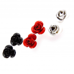 Les Tr&eacute;sors De Lily [J6695] - 3 paires de boucles 'Rosa Romantica' noir rouge blanc įvairiaspalvis