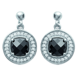 Les Tr&eacute;sors De Lily [J8147] - Boucles Argent 'Romy' noir blanc (rhodi&eacute;) - 12 mm