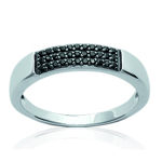 Bague Argent 'D&eacute;esse' noir argent&eacute; (rhodi&eacute;) - 4 mm