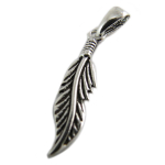 Les Tr&eacute;sors De Lily [Q7505] - Pendentif Argent 'Boho' argent&eacute; vieilli (plume) - 20x4 mm sidabras