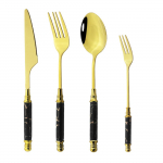 4 vnt. paprasto marmurinio ra&scaron;to keraminės rankenos nerūdijančio plieno indai Maisto kepsniai &Scaron;eimos &scaron;akutė valgomojo peilio &scaron;auk&scaron;to stalo reikmenų rinkinys 4pcs teaspoon auksas/balta