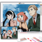 Populiarus 5D &bdquo;pasidaryk pats&ldquo; kryžminio siuvimo anime plakatas &bdquo;Spy FAMILY&ldquo; tapyba, pilnai gręžiantis kryželiu siuvinėti amatų rinkinį, sienų lipdukas namų dekoravimui Full Round 20X30CM