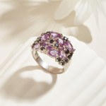 Spalvą keičiantis nano Aleksandro brangakmenių žiedas Elegant Design 925 Silver Boutique papuo&scaron;alai moterims, dovana US RING SIZE 7# violetinė