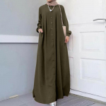 Mygtukas priekyje Kaftan chalatas ilgomis rankovėmis mar&scaron;kiniai ki&scaron;eniniai moteri&scaron;ki maxi suknelė chalatai Artimųjų Rytų modeliai musulmoni&scaron;ko stiliaus Kukli drabužiai ruduo 5XL