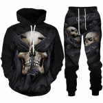 Personality Skull 3D Print Vyri&scaron;kas sportinio kostiumo rinkinys Gothic Punk Hoodie/Užtrauktuku/Mer&scaron;kinis su užtrauktuku/Kelnės/Kostiumai &Scaron;aunūs Helovino gatvės drabužiai S