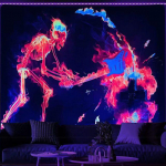 &bdquo;Blacklight&ldquo; grybų gobelenas UV fantazijos mi&scaron;ko augalai, pakabinamas ant sienos, dekoras Kaukolė Tarot skeletas Gobelenai miegamojo svetainei 95x73cm