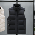 Vyri&scaron;ka pamink&scaron;tinta liemenė, žiemos 2023 m. madinga stovo apykaklė stora &scaron;ilta juoda striukės be rankovių, didelio dydžio korėjieti&scaron;ko stiliaus liemenė L juoda