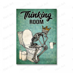 Vintažinis įdomus skeletas skeletas aliejinis paveikslas Spausdinti Vonios kambarys Vonios kambario sienų meno plakatas 21cm&times;30cm NoFrame