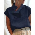 &bdquo;Celmia&ldquo; moteri&scaron;kos vasarinės palaidinės, 2023 m. madingos medvilninės lininės blusos, lengvi balti mar&scaron;kiniai, laisvalaikio pra&scaron;matni tunika S tamsiai mėlyna spalva