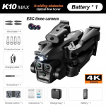 Naujas K10 MAX Aerofotografijos 8K dronas 5G kliūčių i&scaron;vengimo profesionalus trijų kamerų nuotolinio valdymo lėktuvo GPS optinio srauto keturkopteris 1 X Battery juoda