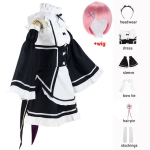Ram/Rem Cosplay Re:nulis Kara Hajimeru Isekai Seikatsu juodas kostiumas tarnaitės suknelės kostiumas Helovino kostiumas, anime vakarėlio suknelė S black