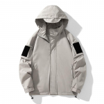 Vyri&scaron;ka pavasario ir rudens striukė su gobtuvu, laisva, pa&scaron;iltinta, lauko striukė 4XL balta