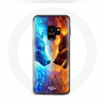 Coque pour Samsung Galaxy S9 plus Loup de Glace et de feu