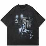 2024 m. Streetwear Crowd Shadow Graphic unisex mar&scaron;kinėliai S juoda