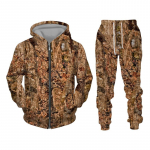 Rudens ir žiemos klevo lapai kamufliažiniai 3D sportiniai kostiumai su užtrauktuku Vyri&scaron;ki Lauko Žvejyba Stovyklavietės Medžioklės rinkiniai Unisex Streetwear Kostiumai S