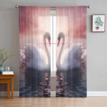 Valentino dienos Meilės Gulbė Tiulio Voilės Užuolaidos Miegamajam Svetainei Langų Užuolaidos Skaidrios Užuolaidos Organzos Draperijos 135W x 274H(cm)