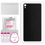 apgo Protective Skin Sticker for the back compatible with Sony Xperia E5, Wrap Film, Foil, Vinyl - Pattern Carbon Black