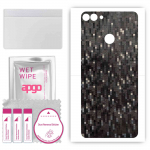 apgo Protective Skin Sticker for the back compatible with Huawei Y9 (2018), Wrap Film, Foil, Vinyl - Pattern Carbon Black Pixel