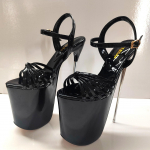 22cm Moteri&scaron;ki basutės Platformos Peep Toe Catwalk Modelis Striptizo Batai Auk&scaron;takulniai Naktinio klubo Didelio dydžio batai 49 juoda