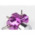Kuro slėgio reguliatorius, aliuminio lydinio universalus reguliuojamas FPR degalų slėgio reguliatorius su slėgio matuoklio žarna, reguliuojama 0-140psi 7.13cm violetinė