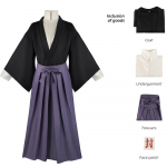 Anime kostiumas su tualetu Hanako-kun Yugi Tsukasa kimono pilka violetinė uniforma Cosplay apranga kimono skrybėlė puo&scaron;niai apsirengti Helovino vakarėliu Unisex l