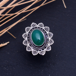 Natural Green Onyx Gemstone Handmade 925 Sterling Silver Ring Size 9 d3n80