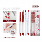4 vnt &bdquo;Soft-plus&ldquo; gelio ra&scaron;iklių rinkinys &bdquo;Easy Grip&ldquo;, 3 sek. greitai džiūstantis juodos ir raudonos spalvos ra&scaron;alas, 0,5 mm rutulinis ta&scaron;kas ra&scaron;ymui