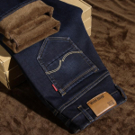 Žieminiai pamink&scaron;tinti pastorinti elastiniai vyri&scaron;ki džinsai tiesūs laisvi žieminiai &scaron;ilti džinsiniai ilgos vyri&scaron;kos kelnės 33