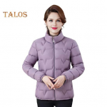 Moteri&scaron;ka medvilninė striukė stovi apykaklė ilgomis rankovėmis vienspalviai užtrauktuku užsegami rudeniniai žieminiai medvilniniai paltai, pastorinti dygsniuoti vir&scaron;utiniai drabužiai XL juoda