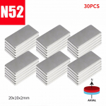 N52 20x10x2mm neodimio blokinis magnetas retųjų žemių magnetai 10/20/30/60 vnt