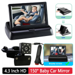 4,3 colio HD LED automobilio sėdynės kamera, atspari vandeniui 8LED IR naktinio matymo automobilio sėdynės veidrodinis ekranas sulankstomas ekranas galvos atramos monitoriaus ekranas CHINA