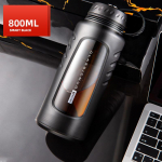 Stiklinė vandens puodelis atsparus smūgiams, didelės talpos, dvigubo sluoksnio izoliuotas vandens puodelis, ne&scaron;iojamas, kar&scaron;čiui atsparus puodelis burbulinei arbatai 800-1500ml