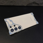 Prabangus netaisyklingo aliuminio lydinio buferinis telefono dėklas, skirtas &bdquo;Samsung Galaxy S25 S24 S23 Ultra Plus&ldquo; objektyvo plėvelės apsaugai nuo smūgių, metalinis dangtelis For Samsung S25 Ultra sidabras
