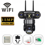 V380pro 15MP 3 objektyvų 4G/Wifi kamera AI žmogaus aptikimo naktinis matymas vandeniui atspari apsauga vaizdo stebėjimo IP kamera 8K CCTV monitorius WiFi Camera