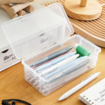 1 vnt. didelės talpos plastikinė pie&scaron;tukų dėžutė, sukraunama permatoma skaidri pie&scaron;tukų dėžutė biuro reikmenų laikymo organizatoriaus dėžutė onesize