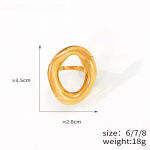 Honkongas &Scaron;aunus Minimalistinis Geometrinis Ovalus Tu&scaron;čiaviduris Titano Žiedas Size 8
