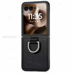 Oda su ličio ra&scaron;tu Žiedinis stovas Laikiklis Dėklas Motorola Razr + 2024 Razr Ultra 2025 Razr 60Pro 50 40 Smūgiams atspari Apsauga Laikiklis Galinis dangtelis Motorola Razr 60 Ultra juoda