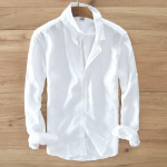 Dizainerė Italija Stilius 100 % lininiai mar&scaron;kinėliai ilgomis rankovėmis Vyri&scaron;ki laisvalaikio 5 spalvų vientisi balti mar&scaron;kiniai vyrams Top Camisa Chemise L balta