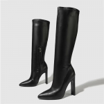 Rudens Žiemos Mink&scaron;tos Odos Auk&scaron;takulniai Ilgaauliai Batai Moterims Mada Smailianosiai Vakarėlių Auk&scaron;takulniai Batai Zapatos De Mujer 42 juoda