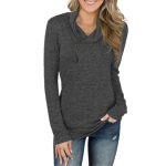 Women's solid color long sleeved pullover zipper women's top M