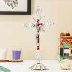 Standing Crucifix Jesus on The Cross Statue,Figurine,Table Cross,with Stand for auksas