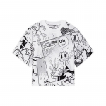 Li Ning X Disney Mickey serijos SS22 animacinių filmų ra&scaron;tas visame spausdinimui laisvi trumpomis rankovėmis mar&scaron;kinėliai moteri&scaron;ki vir&scaron;utiniai drabužiai juodai balta AHSS272-3 S