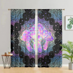 2 vnt., Bohemi&scaron;ki Mandala psichodeliniai grybų užuolaidos - 30% užtemdymas - tinka svetainei, miegamajam ir namų dekoravimui. W150CM H166CM&Rod pocket