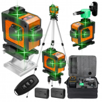 Daugiafunkcis 16 linijų lazerinis nivelyras savaime i&scaron;silyginantis niveliavimo įrankis įvairiakryptis įžeminimas EU Plug with Tripod Stand oranžinė