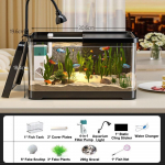 Naujas skaidrus 360 laipsnių akvariumas su LED ap&scaron;vietimu, galingu filtru, žuvų bakas, daugiafunkcinis su vandens siurbliu, vėžlių bakas, žuvų dekoravimui