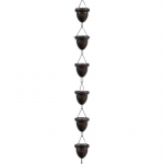 Lietvaros dekoravimui lauke naudojama vario lydinio gilės formos lietaus grandinė su vandens nutekėjimu Brown